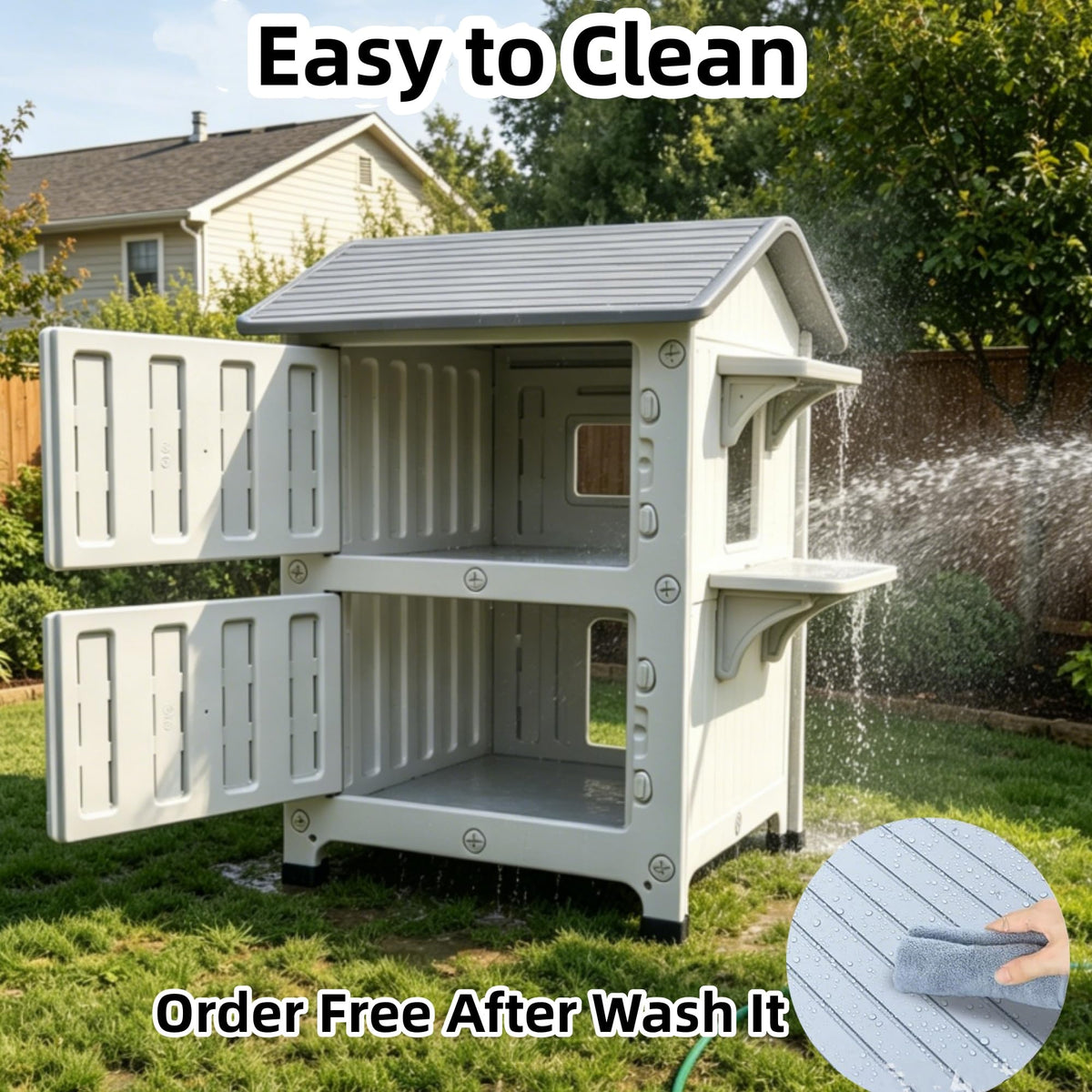 Weatherproof 2 Story Cat House with Mat Q703