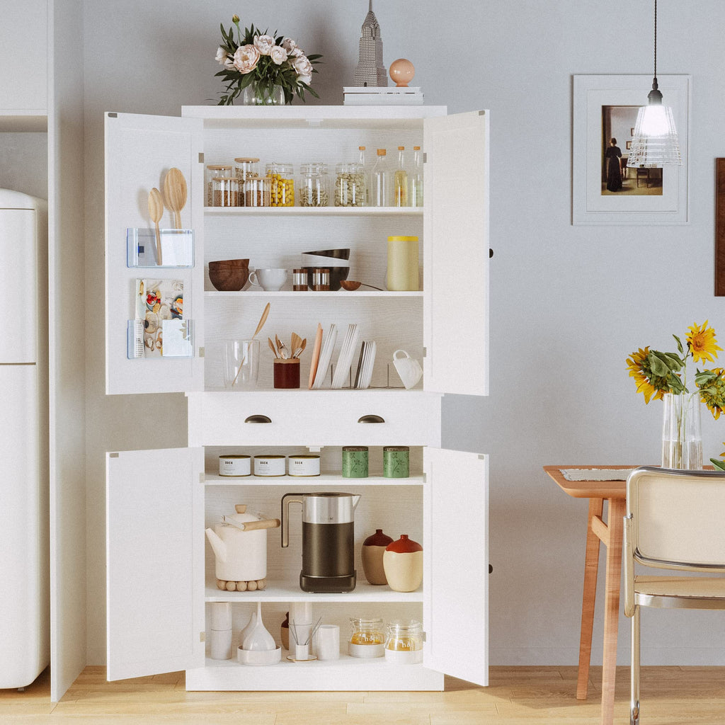 White Kitchen Pantry Storage Cabinet X495