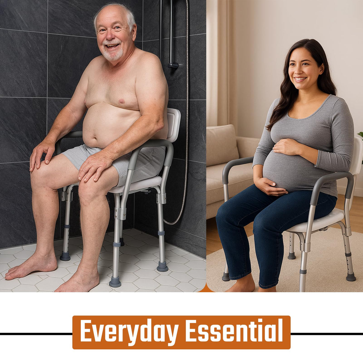 Heavy Duty Shower Chair with Back and Arms Q365641