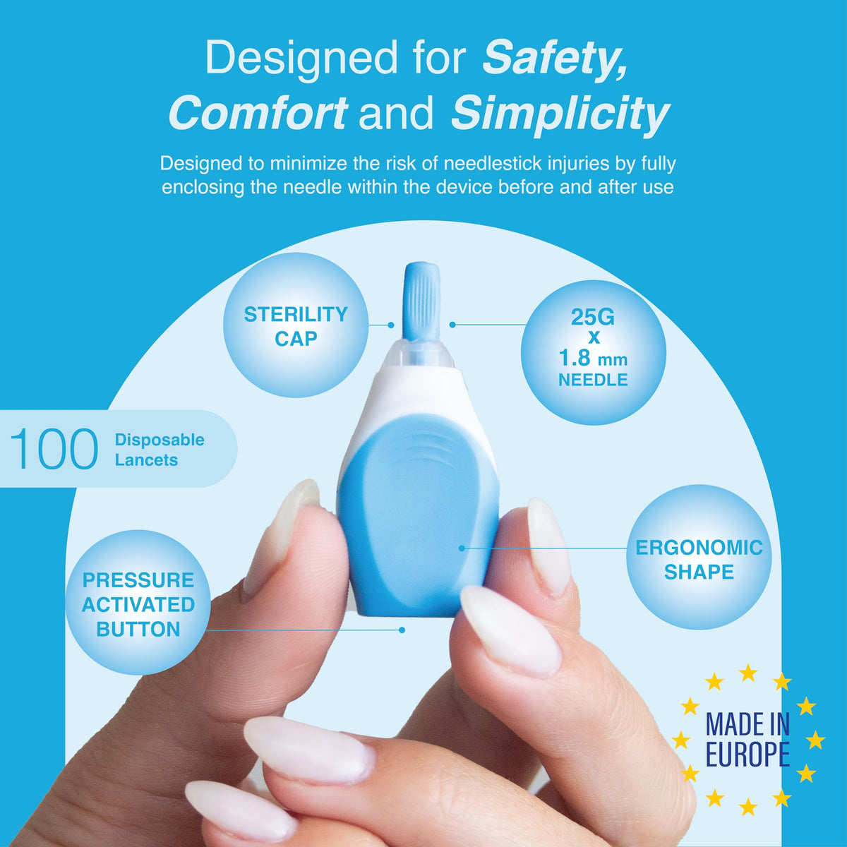 Diabetes Care Bundle: Safety Lancet 25G & Pen Needles 32G, 100ct Each E649598
