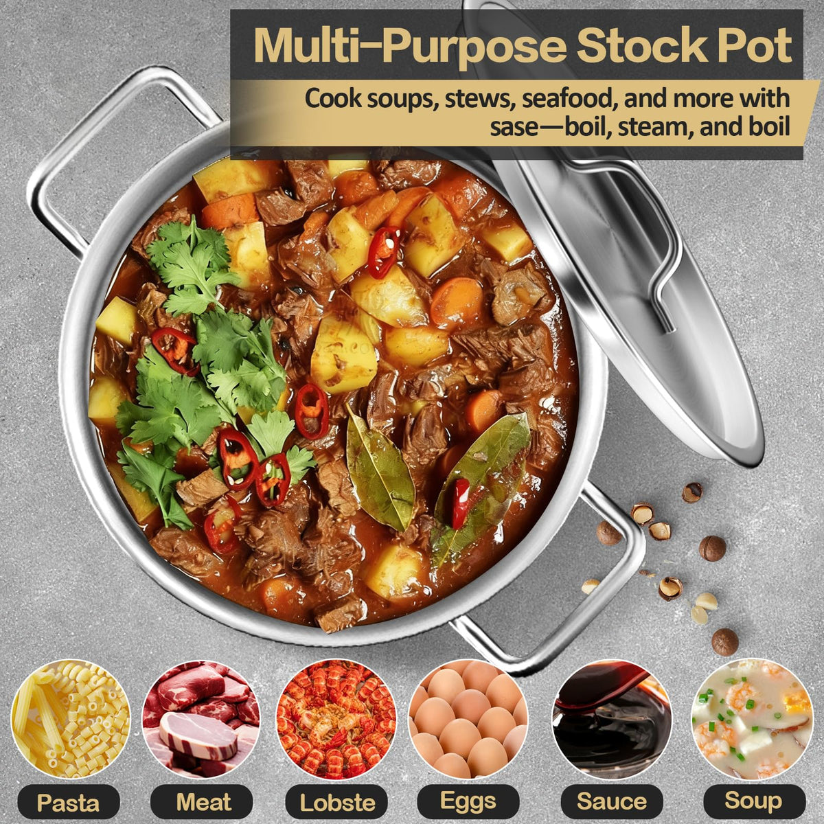 40QT Stainless Steel Stockpot with Lid C64275