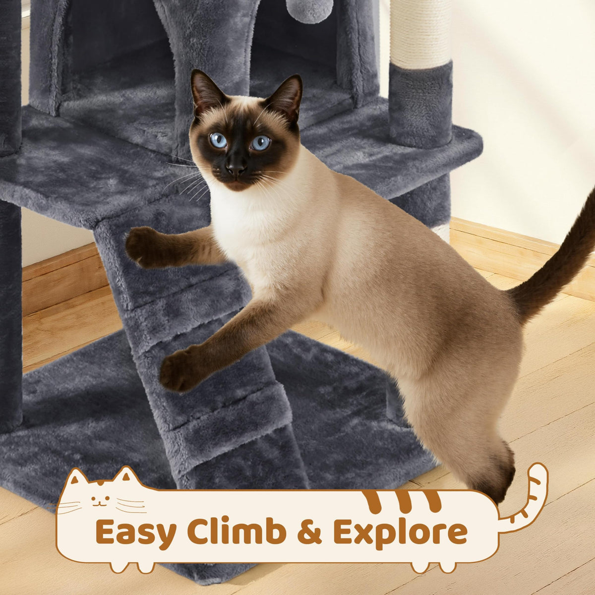 70in Multi-Level Cat Tree with Sisal Scratching Posts C50936