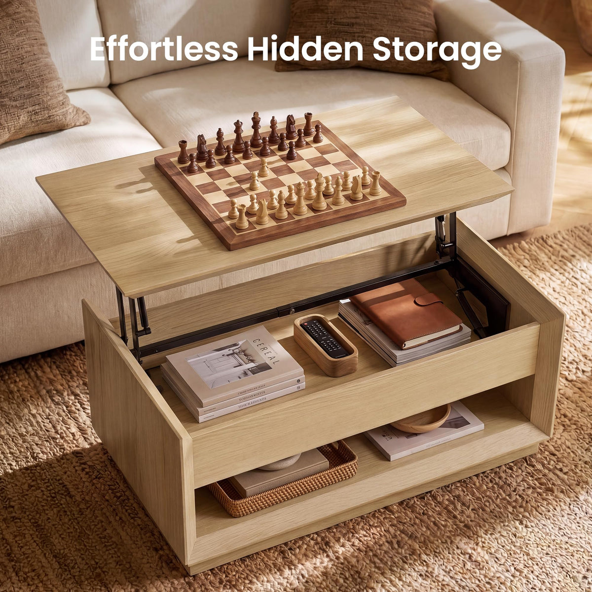 35" Lift Top Wood Coffee Table with Storage S92185
