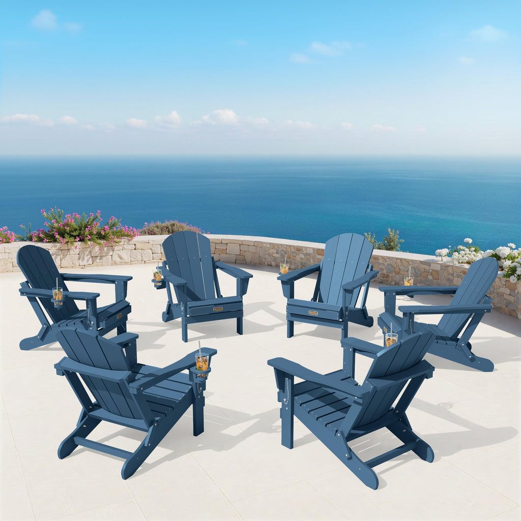 Folding Adirondack Chair Set of 2 with Cup Holder R727974