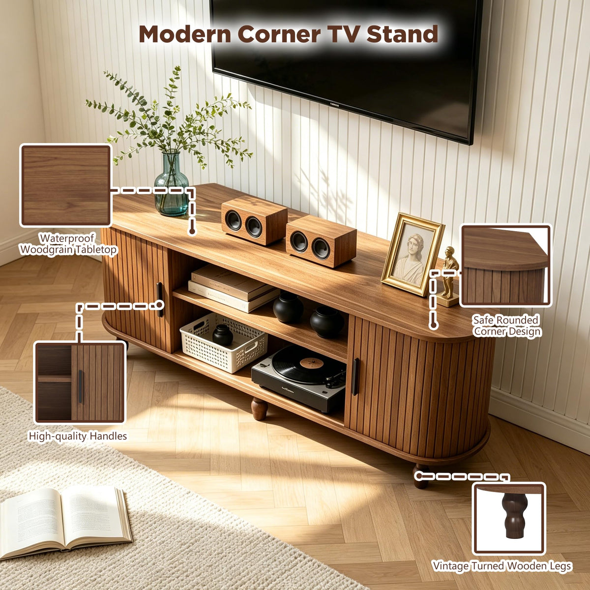 45" Corner TV Stand with Storage S55306