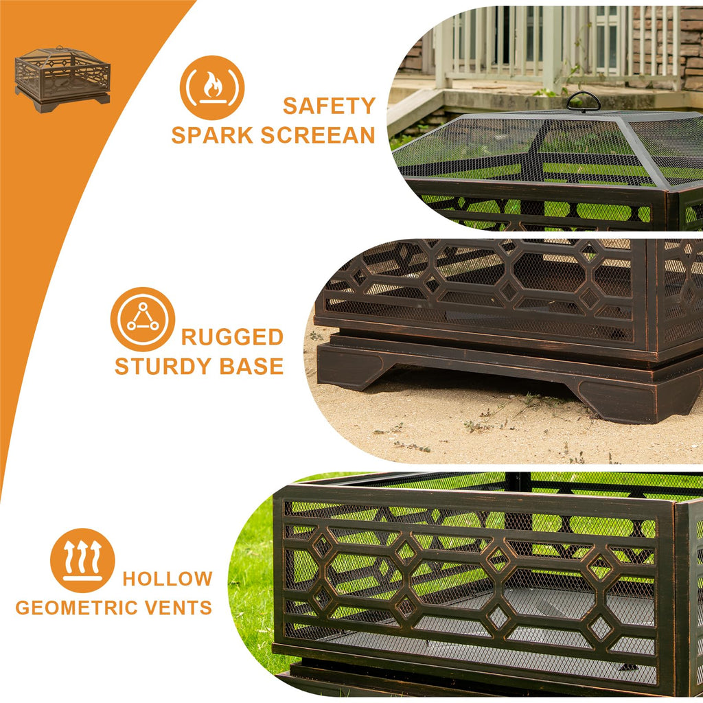 32 Inch Wood Burning Outdoor Fire Pit V538546