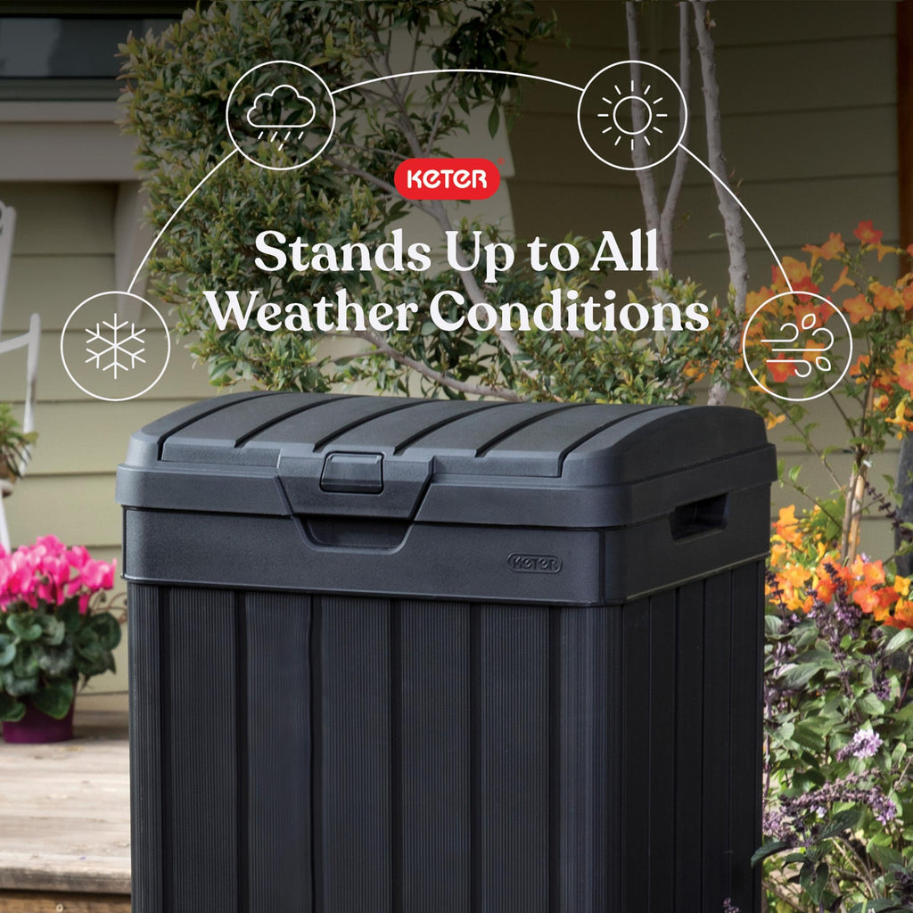 Black 38 Gallon Outdoor Trash Can with Lid and Drip Tray A3131