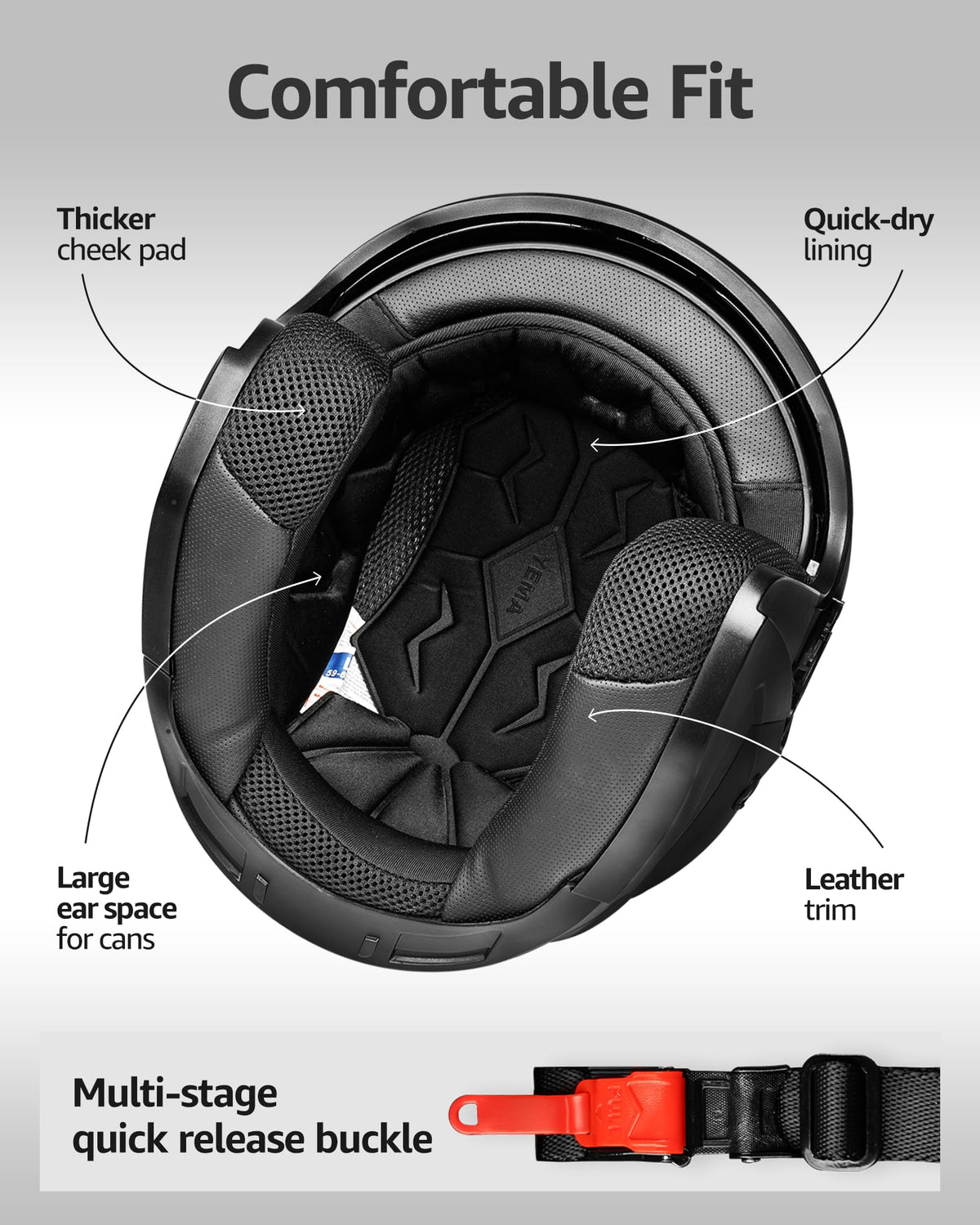 Open Face 3/4 Motorcycle Helmet DOT Approved Dual Visor U55548