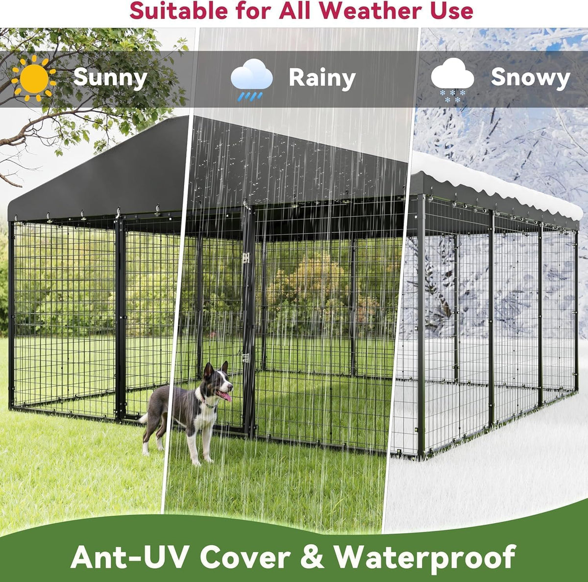10x10x6 FT Galvanized Steel Dog Kennel with Roof L65342