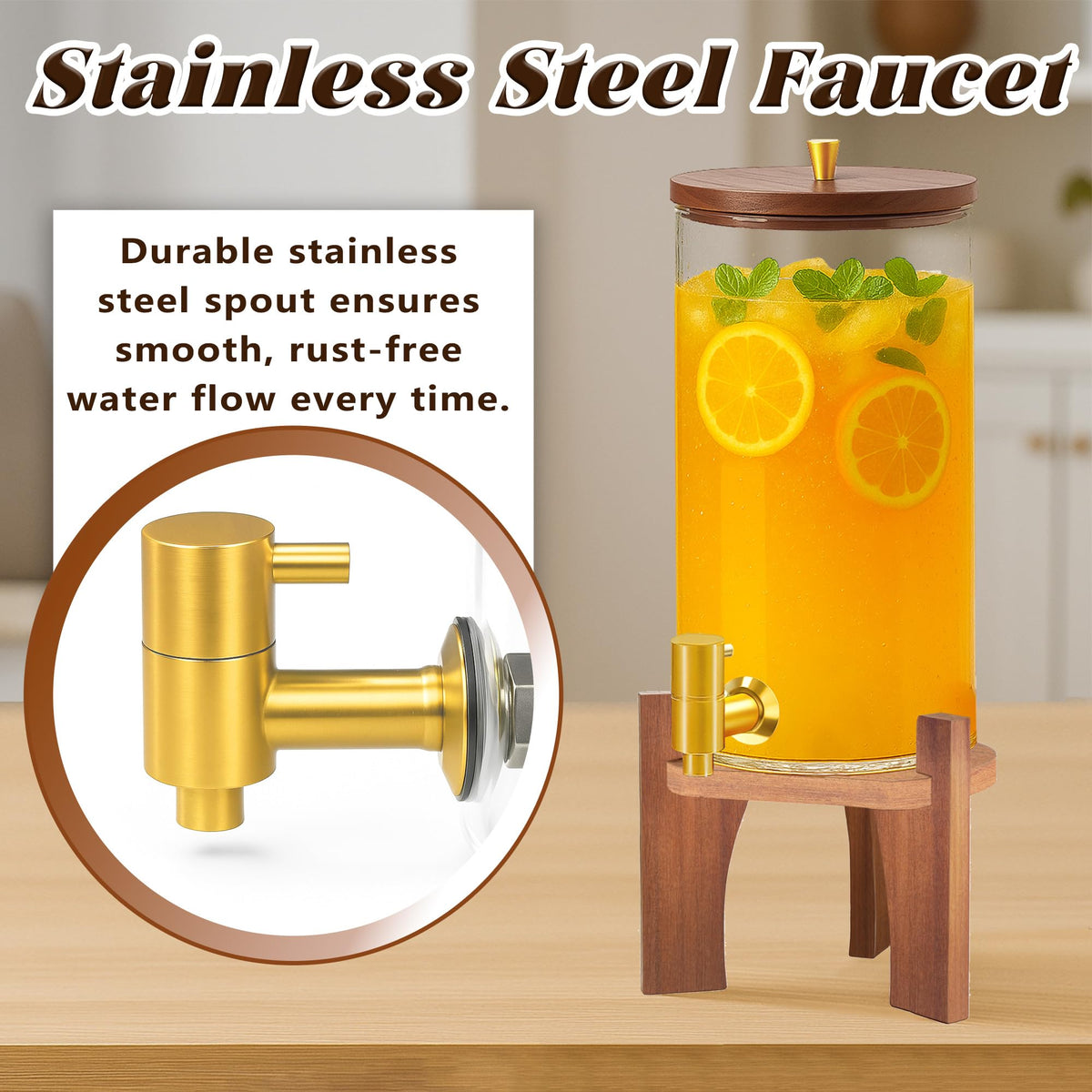 1.5 Gallon Glass Beverage Dispenser with Stand B489
