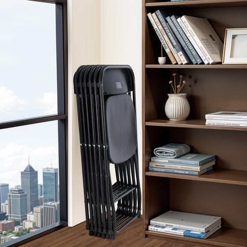 10 Pcs Black Plastic Folding Chair with Metal Frame B2954