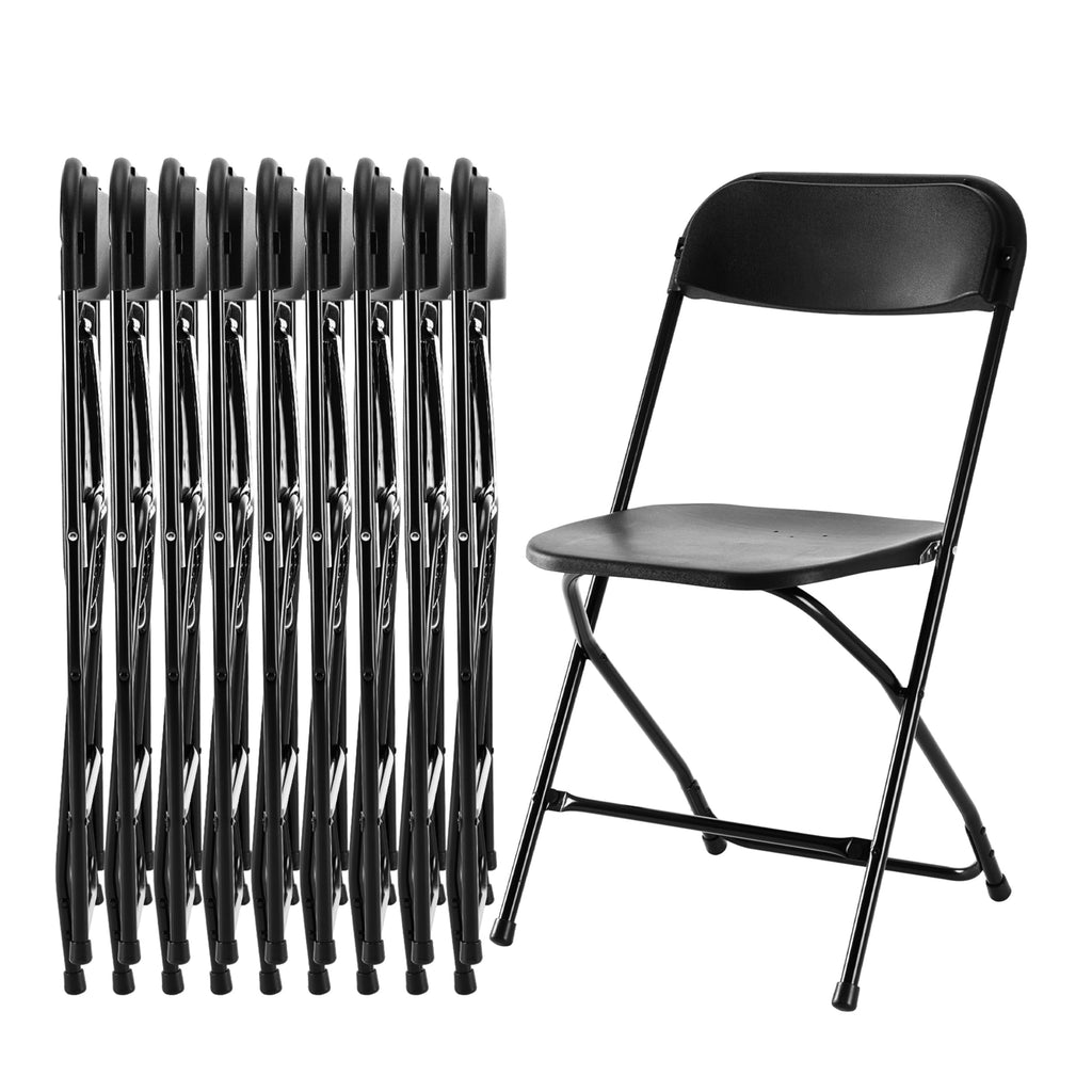 10 Pcs Black Plastic Folding Chair with Metal Frame B2954