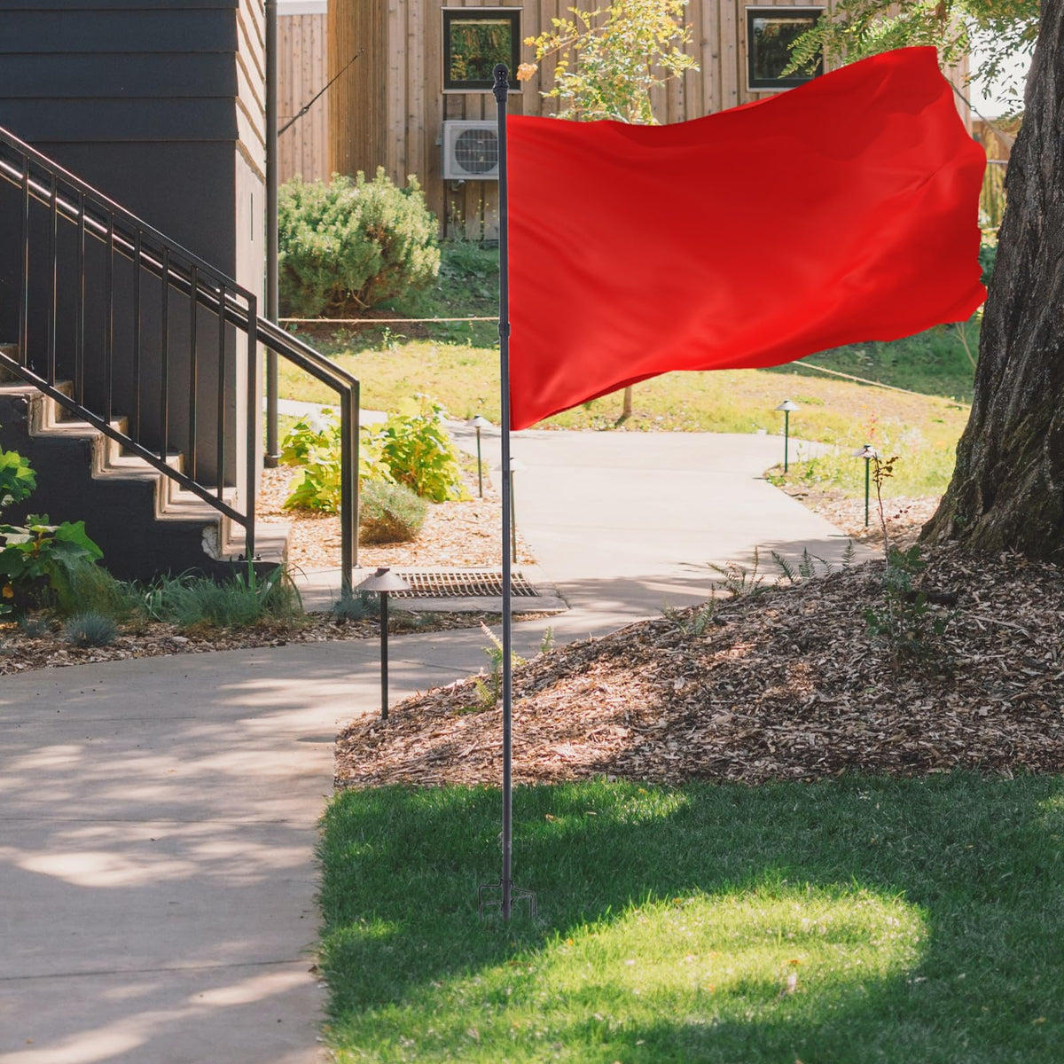 Stainless Steel In Ground Flag Pole with 5 Prongs Base H5487