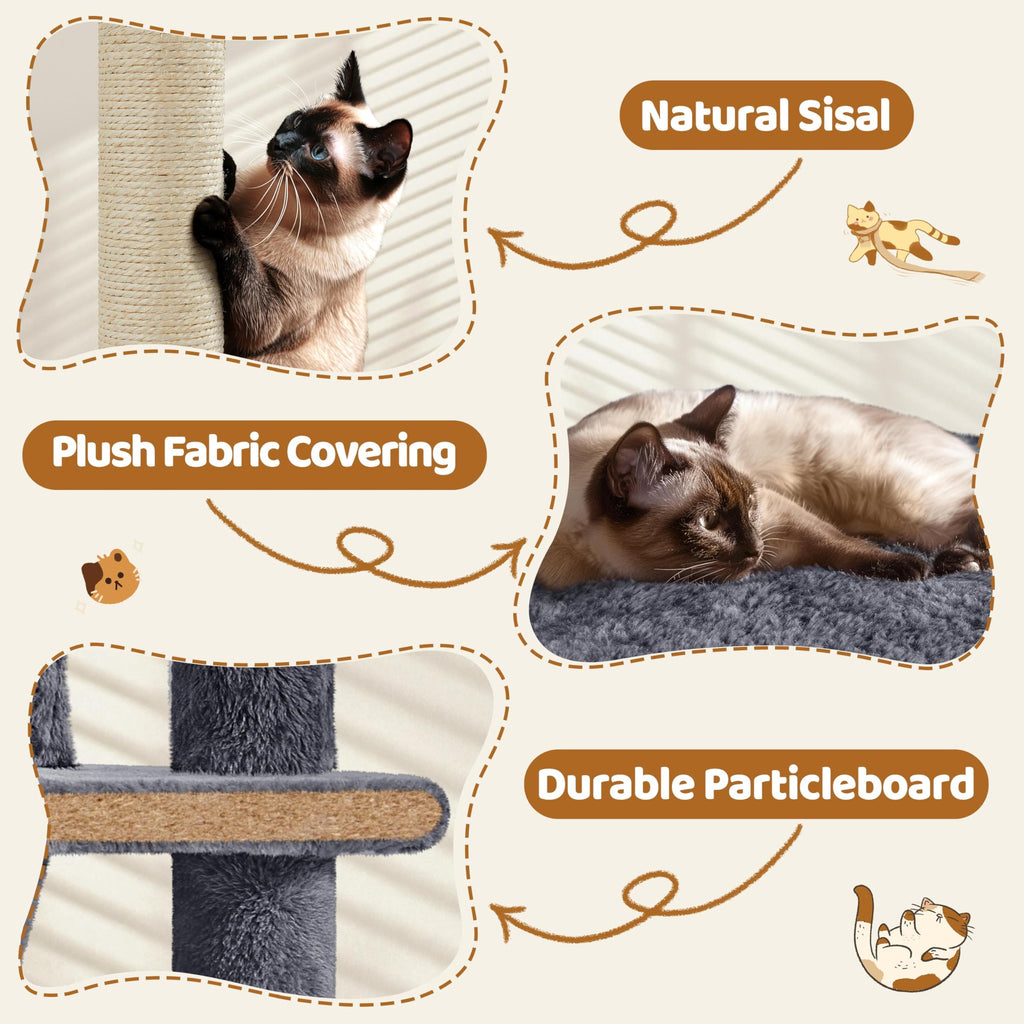 70in Multi-Level Cat Tree with Sisal Scratching Posts C50936