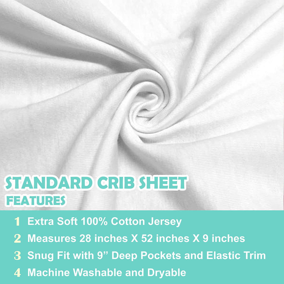 3 Pack White Fitted Crib Sheets 52x28" S72129