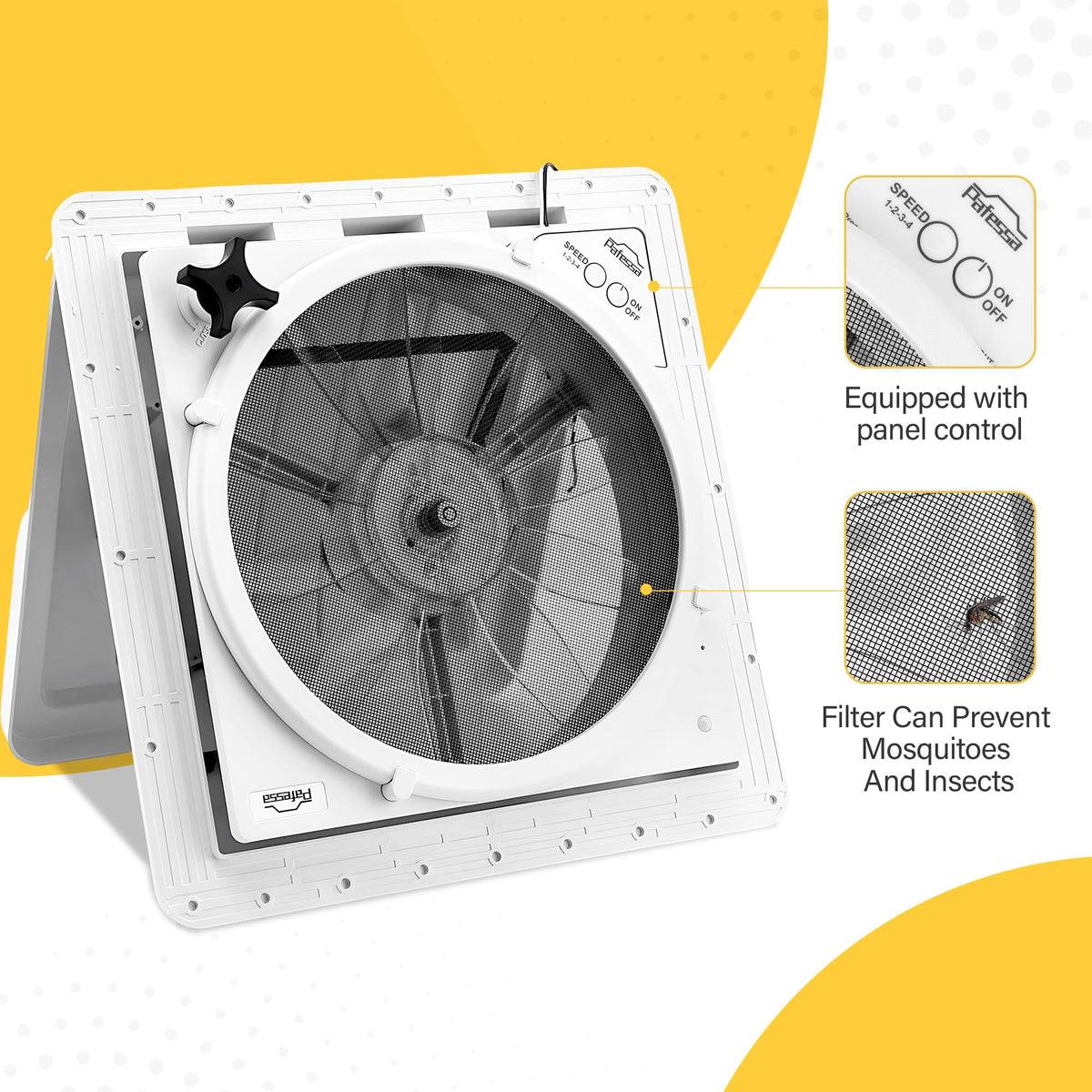 14” RV Roof Vent Fan 4 Speed Reversible 12V Manual White Dome K317