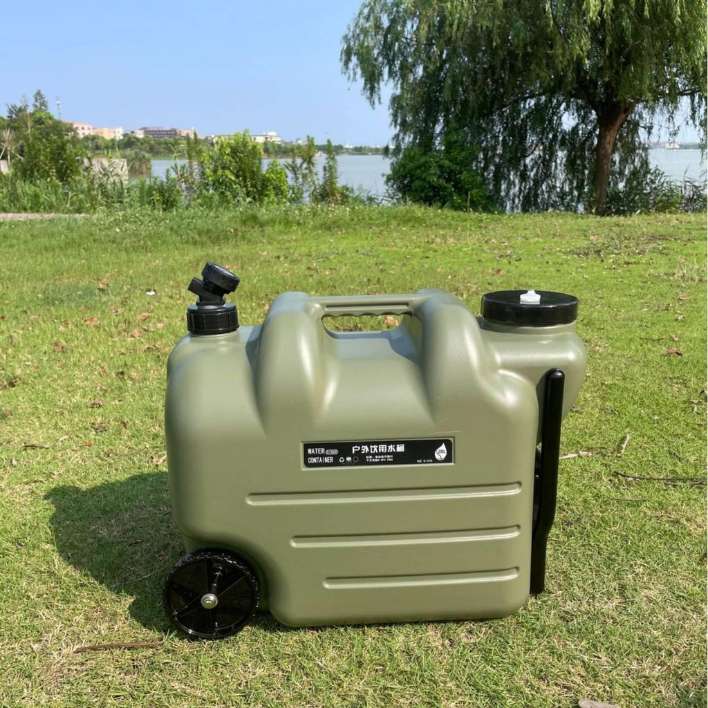 Portable Water Container with Faucet, Wheels, Black W850
