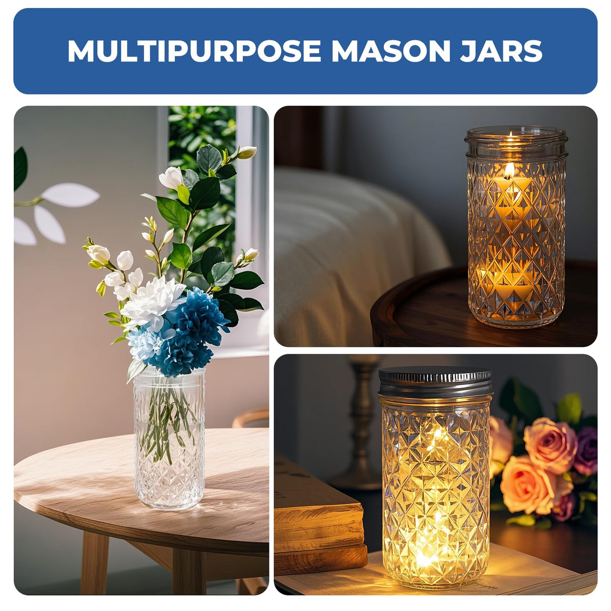 12 oz Regular Mouth Glass Mason Jar 15 Pack N643535