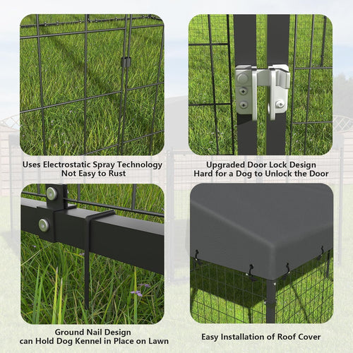 10x10x6 FT Galvanized Steel Dog Kennel with Roof L65342