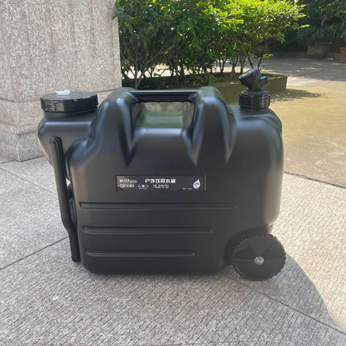 Portable Water Container with Faucet, Wheels, Black W850