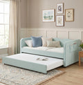 Twin Size Gingham Daybed with Trundle and Side Storage Pockets O834745