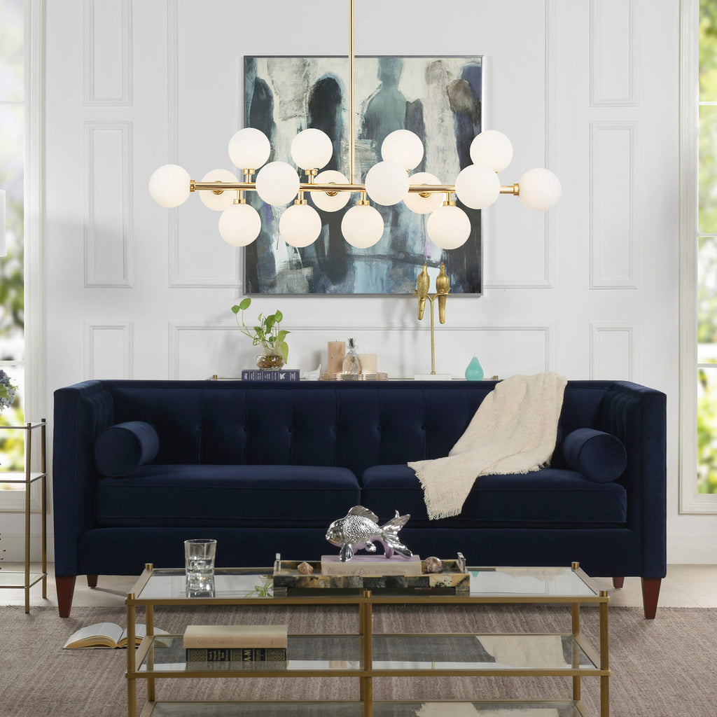 Dark Navy Blue Performance Velvet Tufted Sofa H69820