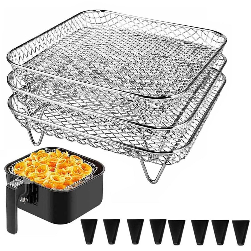 7 Inch Stackable Stainless Steel Air Fryer Rack, 3 Pcs Q12001