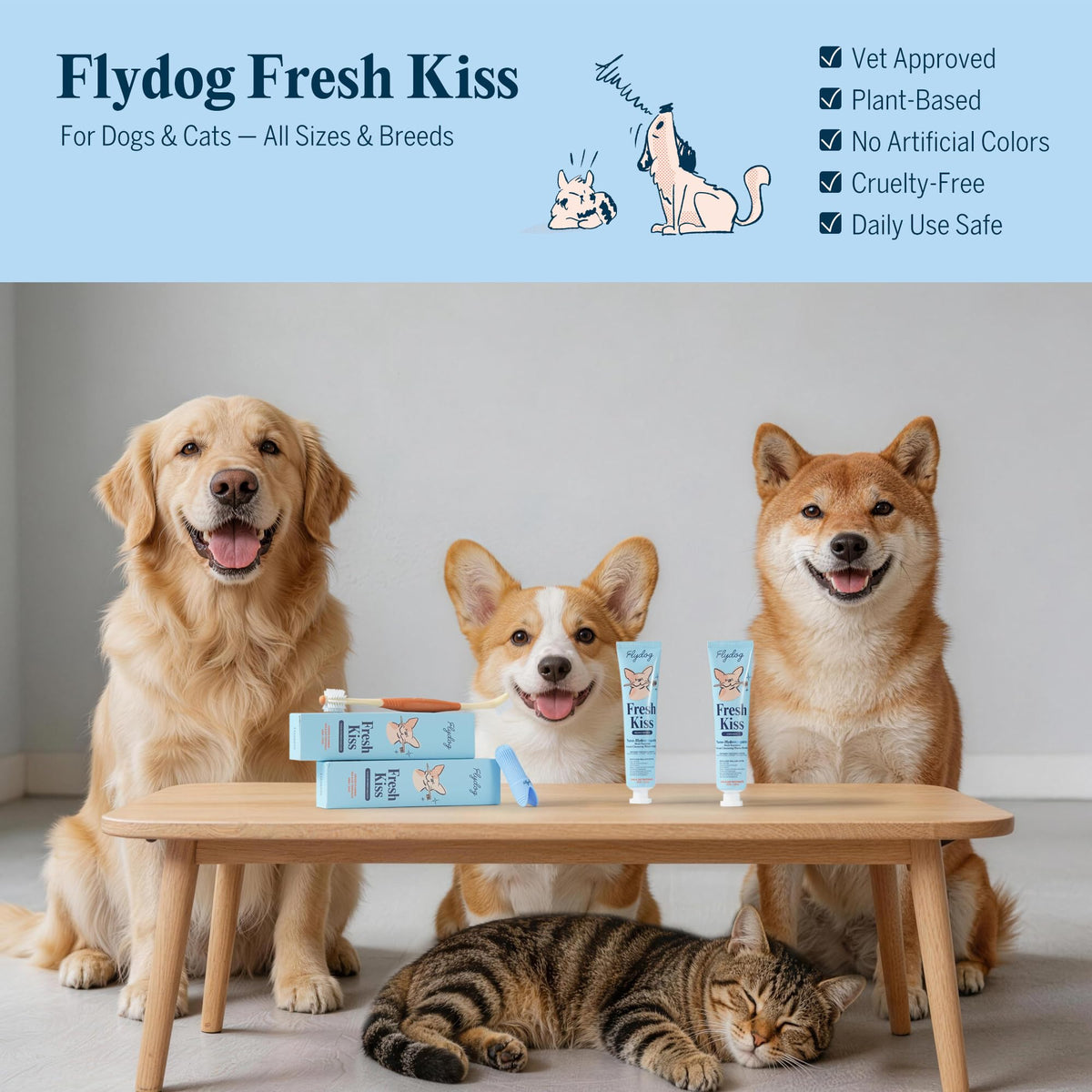 Dog Tooth Brushing Kit with 360° Toothbrush & Silicone Finger Brush Z522