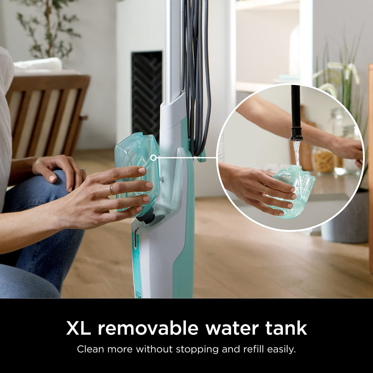 White Steam Mop with 2 Dirt Grip Pads U8157