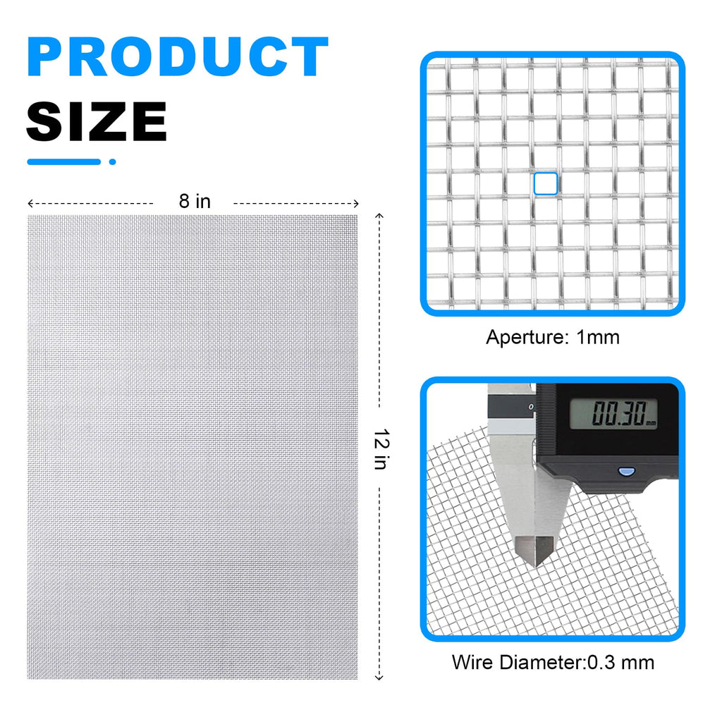 12×8 Inch 20 Mesh 304 Stainless Steel Wire Mesh Screen N343