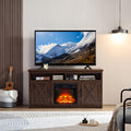 Farmhouse TV Media Stand with 18" Fireplace Insert, Espresso G694