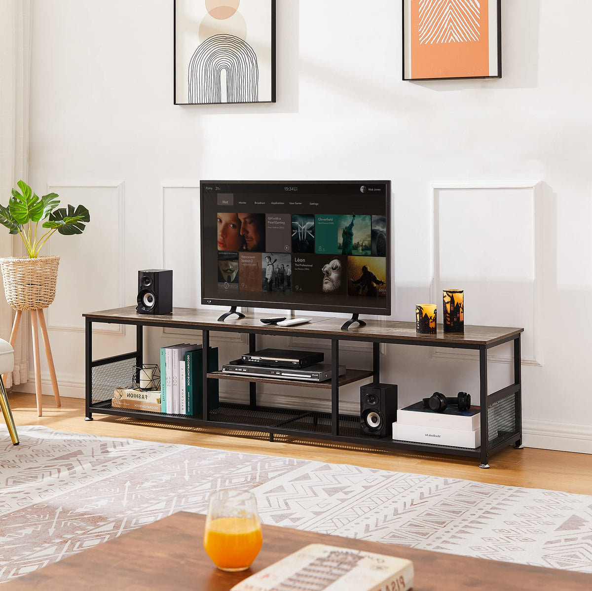 Brown 3 Tier TV Stand up to 80 Inch B3828