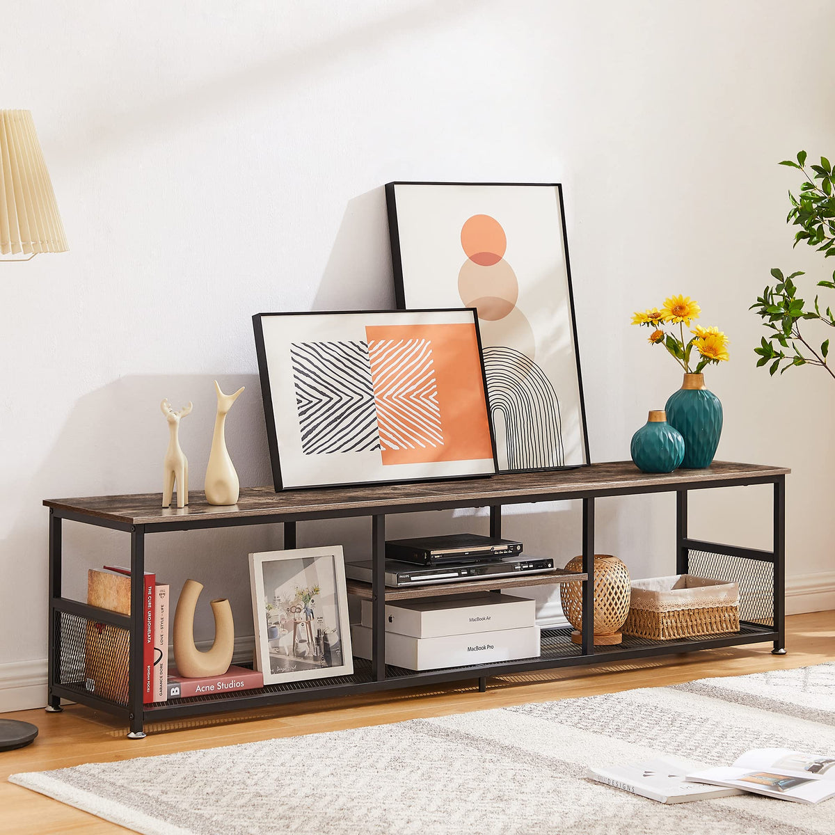 Brown 3 Tier TV Stand up to 80 Inch B3828
