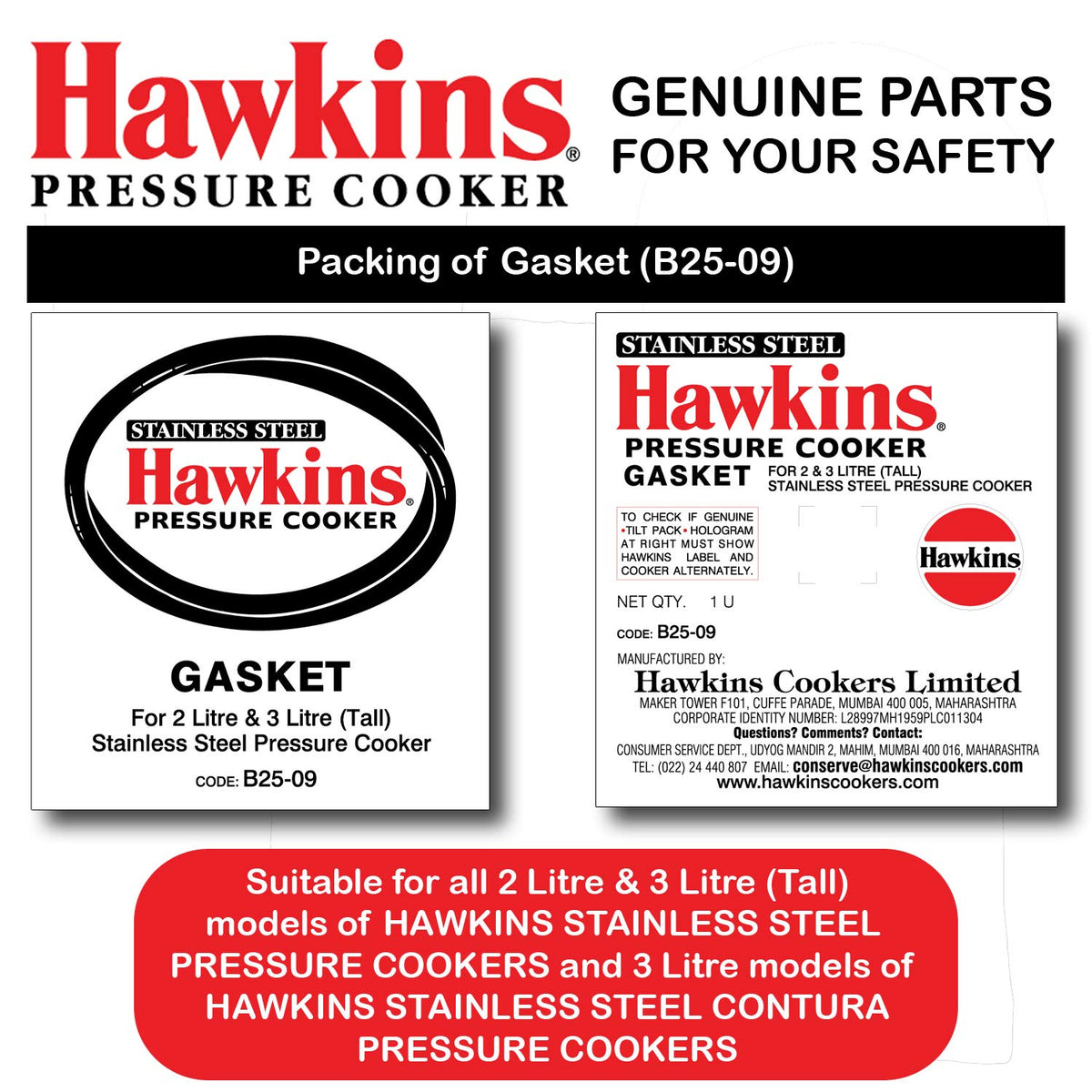 Rubber Gasket for Stainless Steel Pressure Cooker L366600