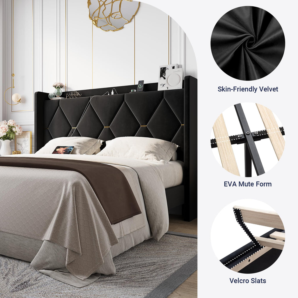 Queen Bed Frame with Storage Headboard C9680