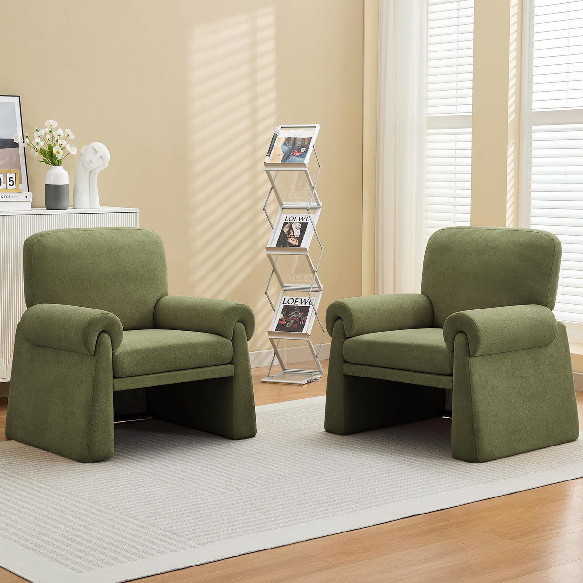 Green Upholstered Accent Chairs Set of 2 X9151