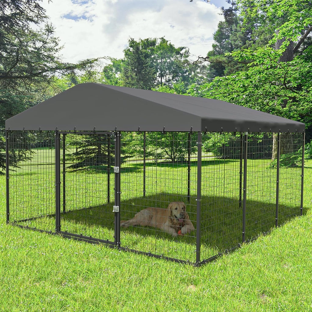 10x10x6 FT Galvanized Steel Dog Kennel with Roof L65342