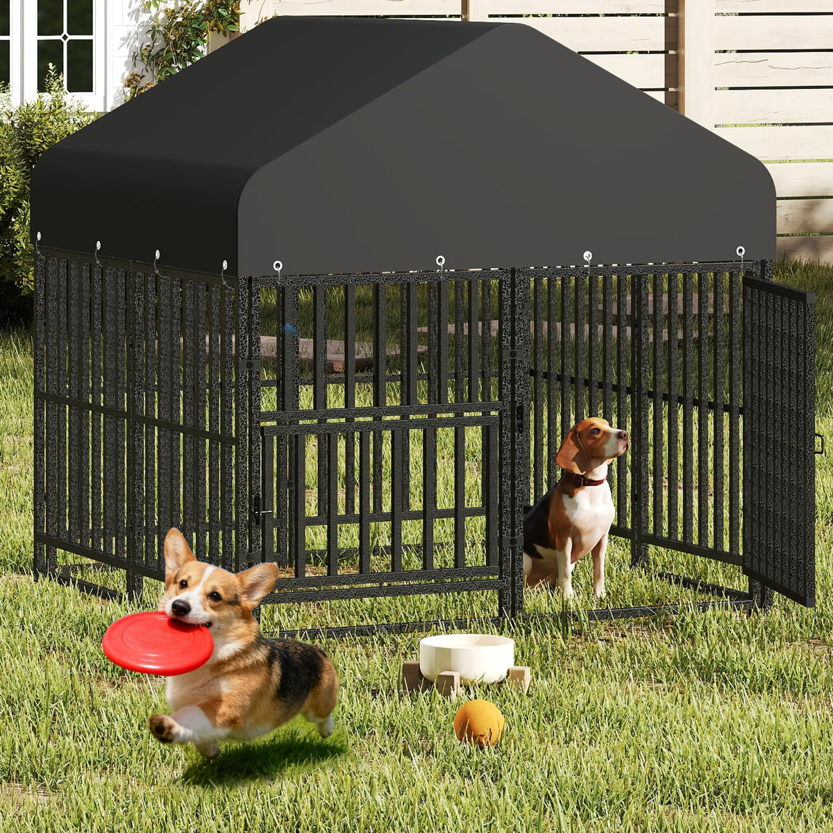 Small Dog Kennel Outdoor Heavy Duty Welded Wire Steel Pet Enclosure L604