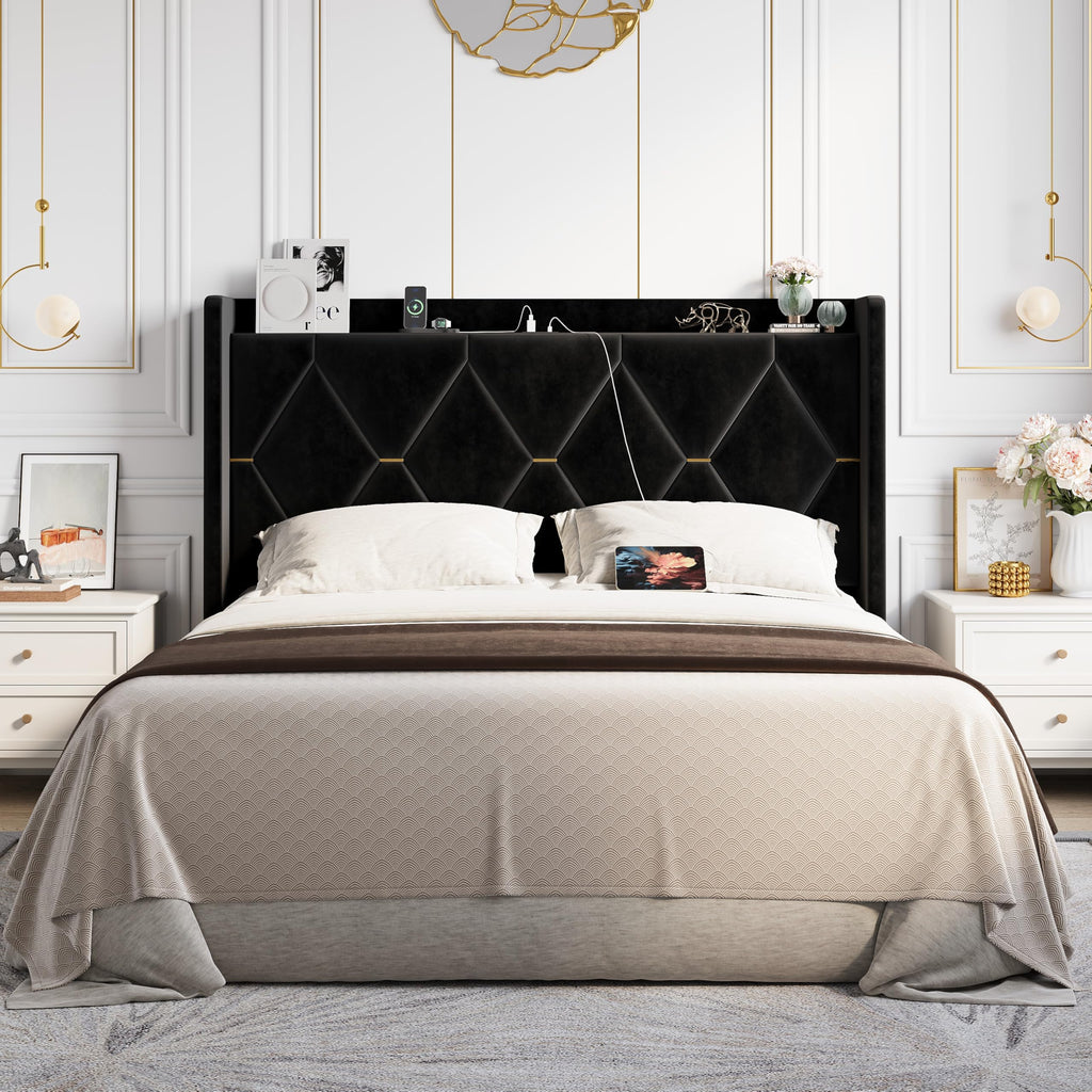 Queen Bed Frame with Storage Headboard C9680