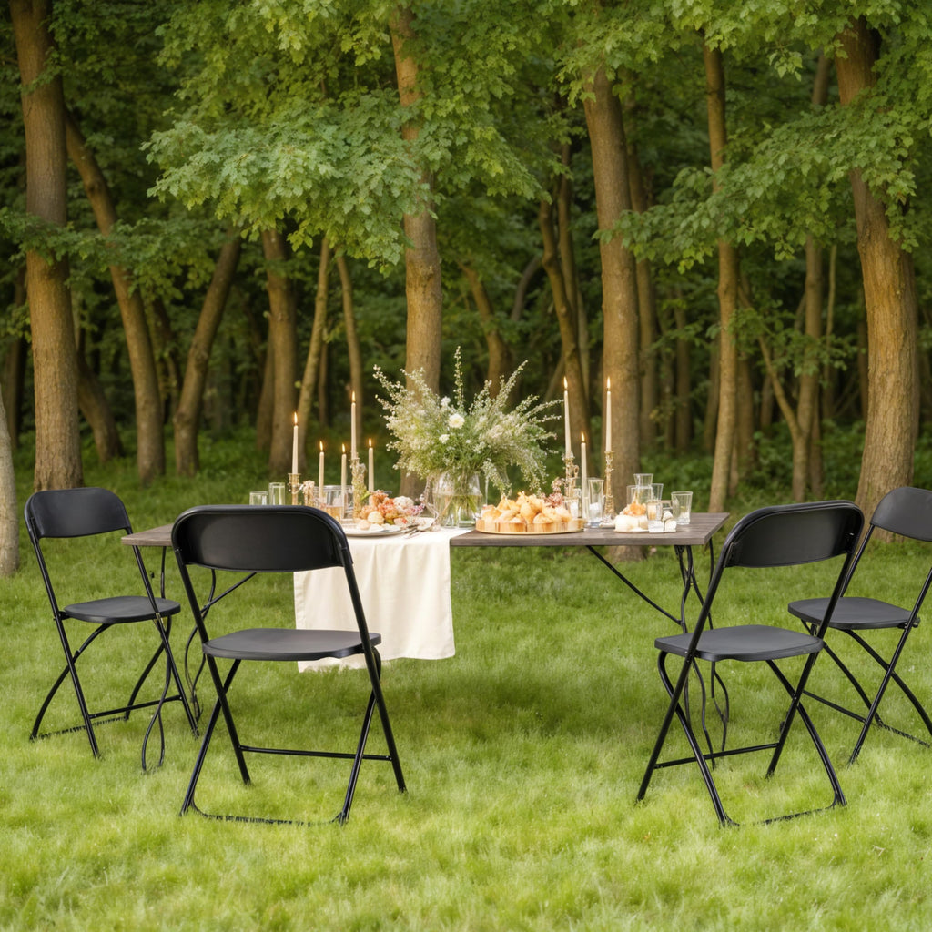 10 Pcs Black Plastic Folding Chair with Metal Frame B2954