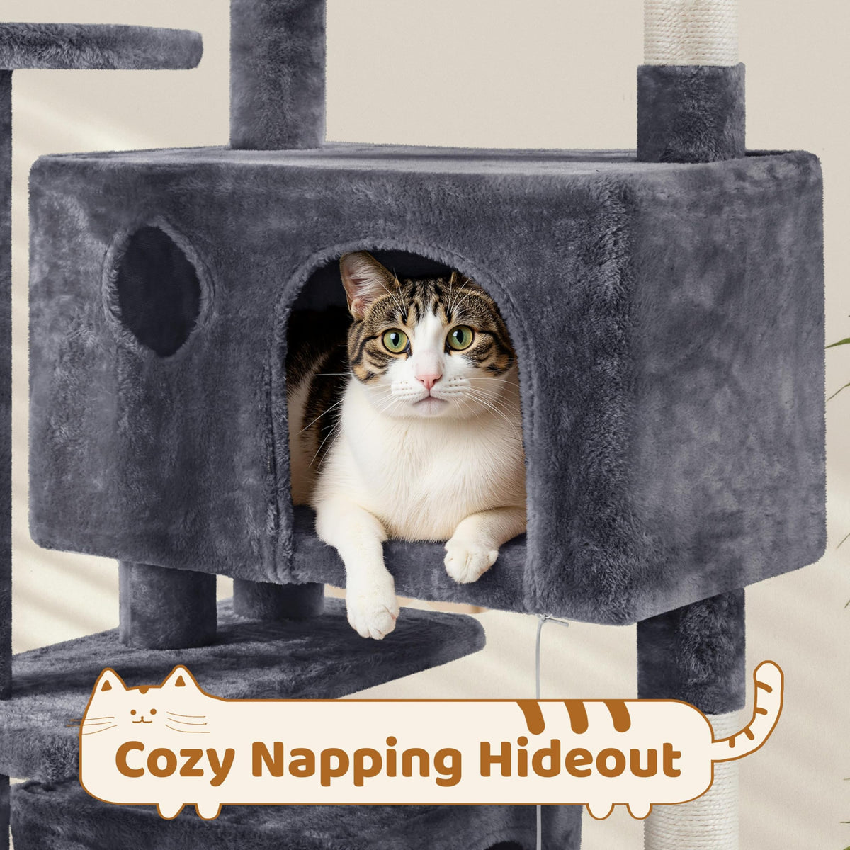 70in Multi-Level Cat Tree with Sisal Scratching Posts C50936