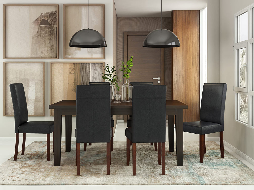 Vegan Leather Parsons Dining Chairs Black Set of 2 U6272