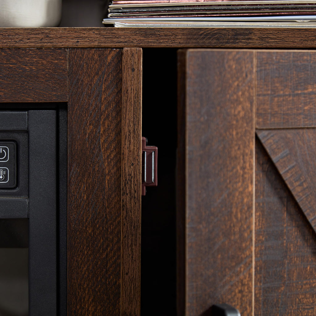 Farmhouse TV Media Stand with 18" Fireplace Insert, Espresso G694