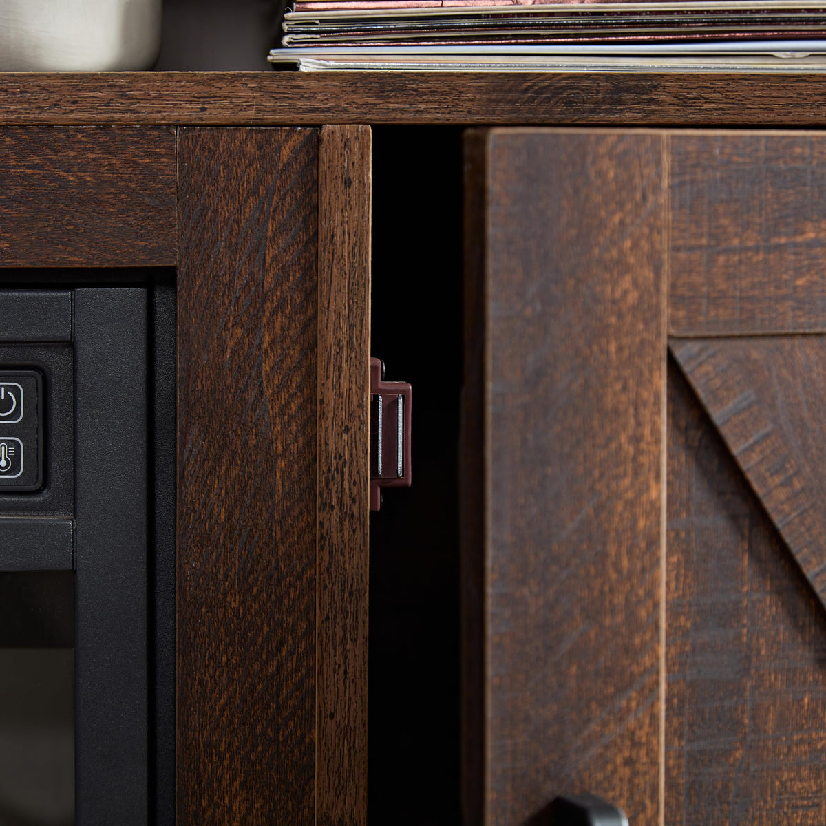 Farmhouse TV Media Stand with 18" Fireplace Insert, Espresso G694