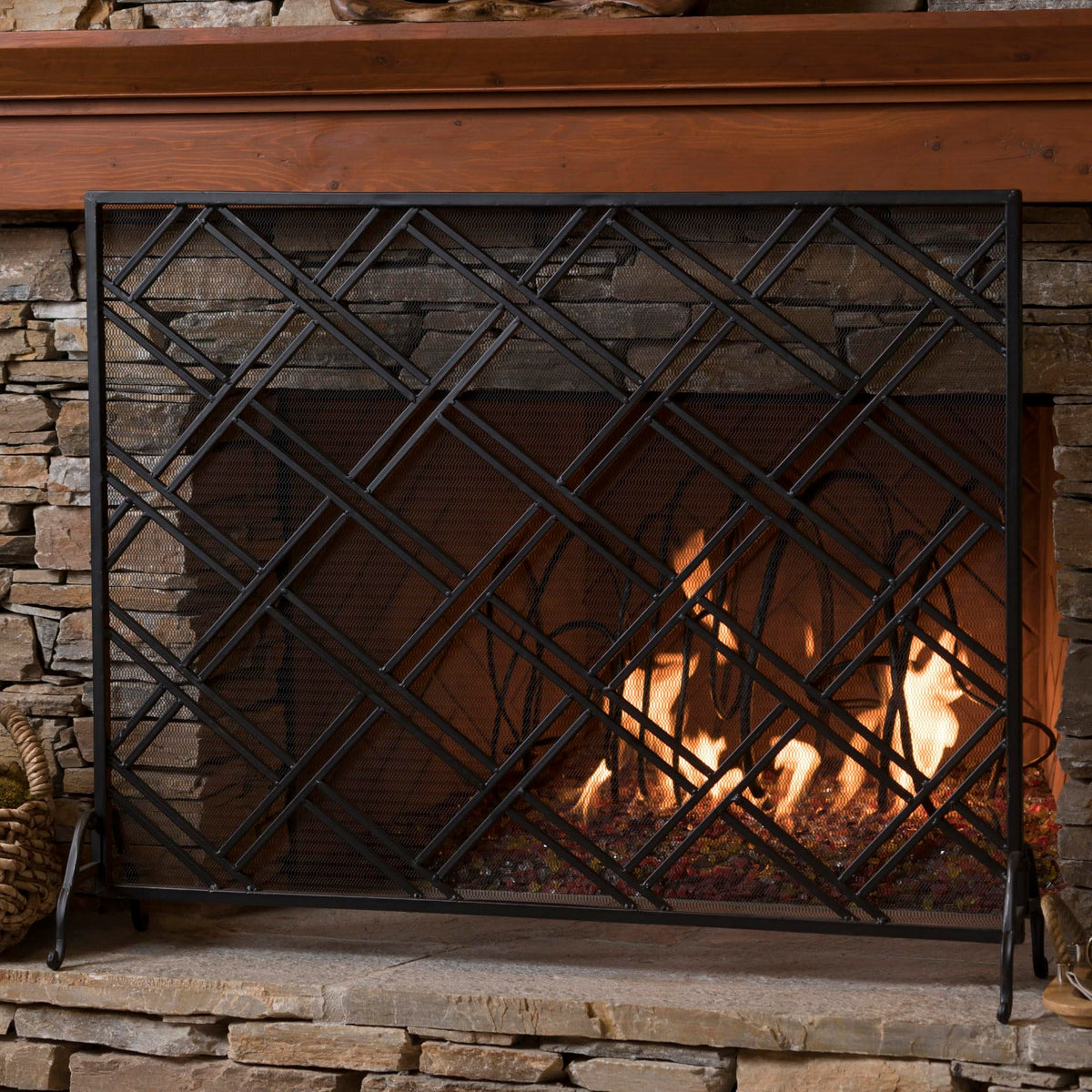 Black Wrought Iron Fireplace Screen Z643646