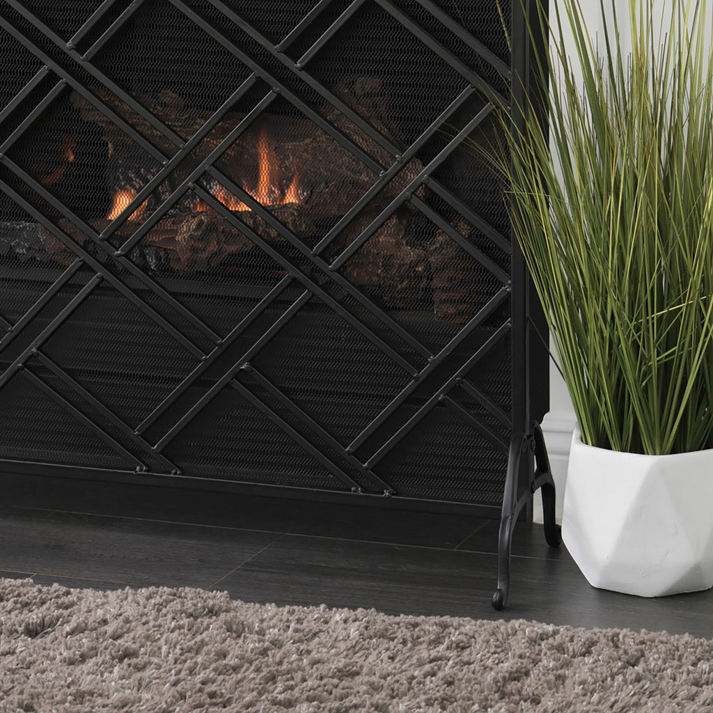 Black Wrought Iron Fireplace Screen Z643646