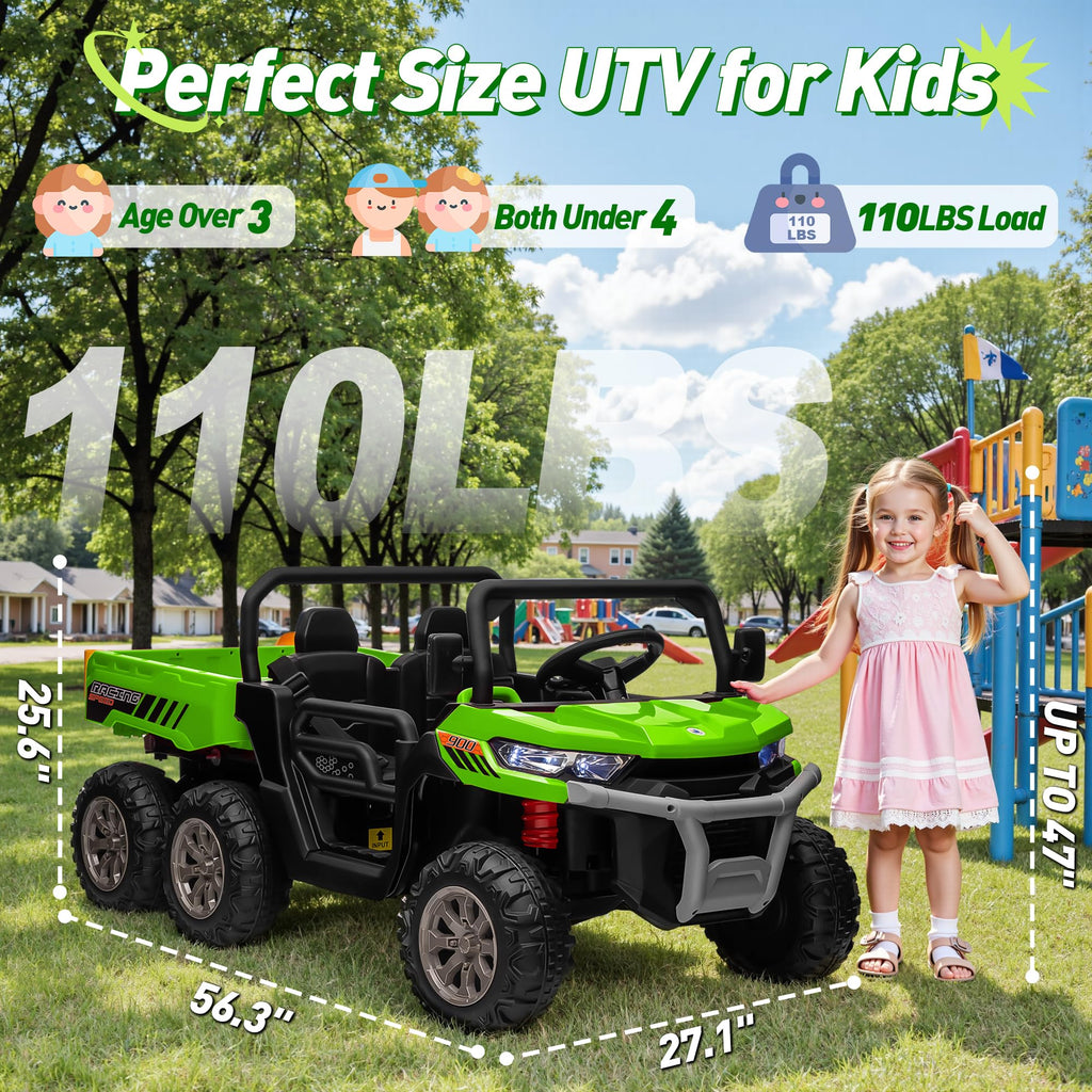 24V 2 Seater 4WD 6-Wheels Battery Powered Ride On Dump Truck A6306