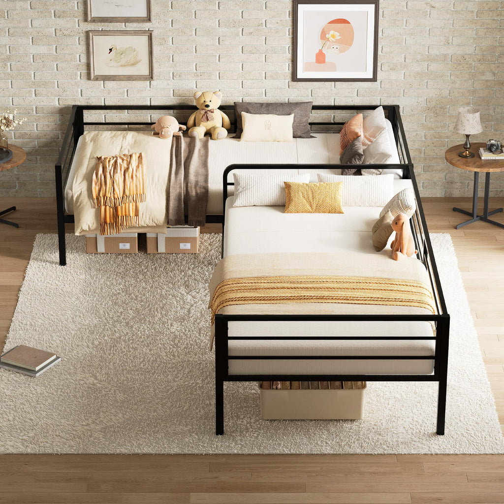 Black L Shaped Twin Beds with Rails M693161